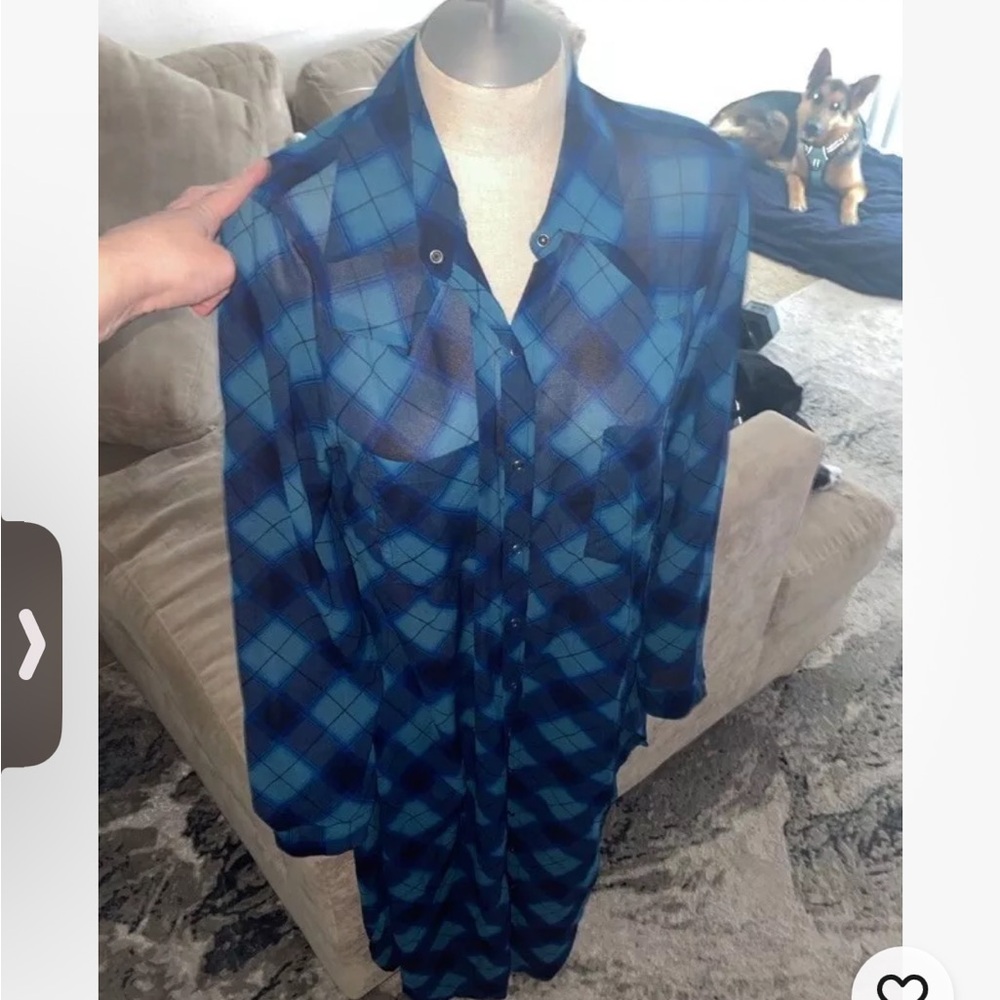 Free People Dress long sleeve shirt dress semi sheer Large